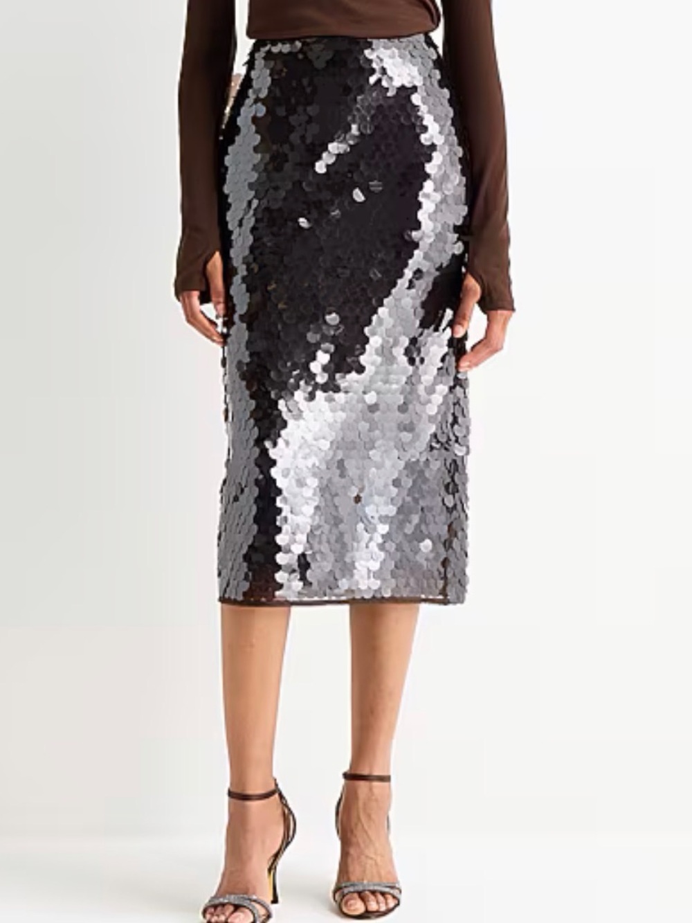 Worthington Brown Sequin Midi Pencil Skirt NWT - Picture 3 of 8